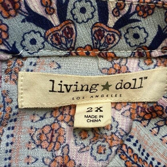 Living Doll Blue Floral Paisley Dress Size 2X - Picture 8 of 9